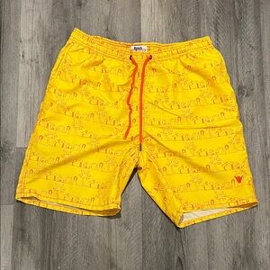 Beach Bros Yellow Board Shorts with Red Accents